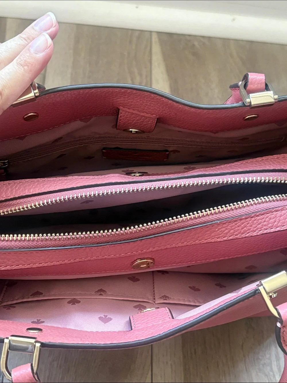 kate spade Rose deep Pink Pebbled Leather Satchel/crossbody with Wallet